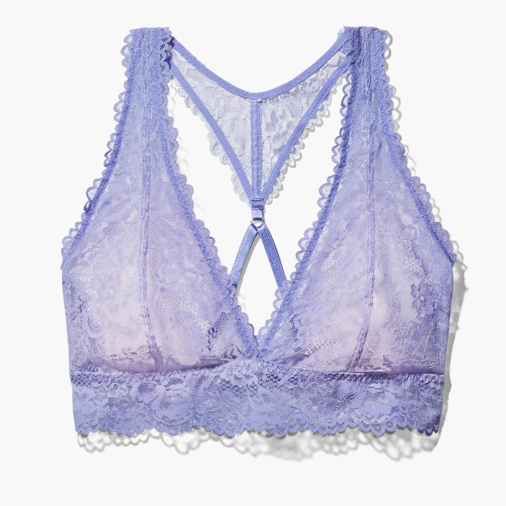 New Floral Lace Racerback Bralette Black — image 2 of 7